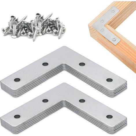 Lot de 10 équerres d'angle pour bois 63,5 mm x 63,5 mm x 16 mm Supports en L pour bois avec 40 vis – Plaque en acier galvanisé pour fixation et réparation de meubles, tables (63,5 mm) (1/5)
