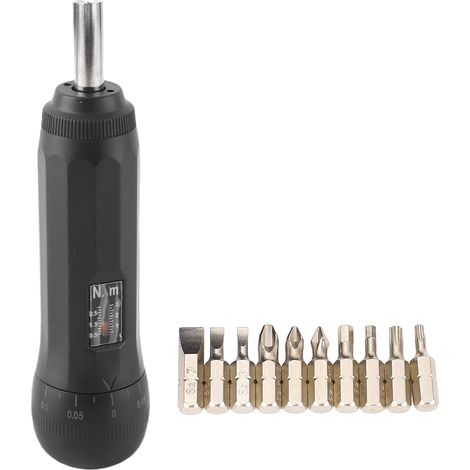 Kit de destornilladores con par de apriete preestablecido de 0,5 a 3 Nm (en sentido horario/antihorario) con 10 puntas para instrumentos electrónicos de precisión. (1/5)