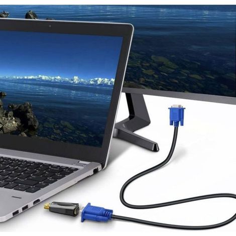 Convertisseur HDMI vers VGA - Câble audio - Résolution vidéo - Adaptateur compact avec transmission audio - Jack 3,5 mm (1/4)