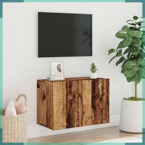 857662 Meuble TV mural vieux bois 60x30x41 cm (1/5)