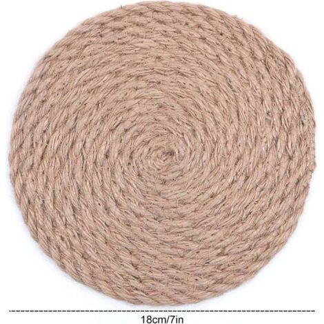 Coussinet Isolant - Rotin Tissé Main - 7 Pouces - Pour Sous-Verres Assiettes et Pots Chauds - Cuisine Salle À Manger - Lot de 6 (1/4)