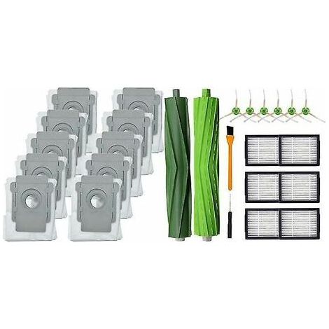 Accessoires de Remplacement pour iRobot Roomba i7+ i7 Plus, S9+ (9550) 10 sacs à poussière,1 brosse à rouleau, brosse latérale (1/5)
