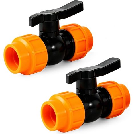 Lot de 2 PE Vanne 25mm, Robinet à Boisseau Sphérique(Orange) (1/5)