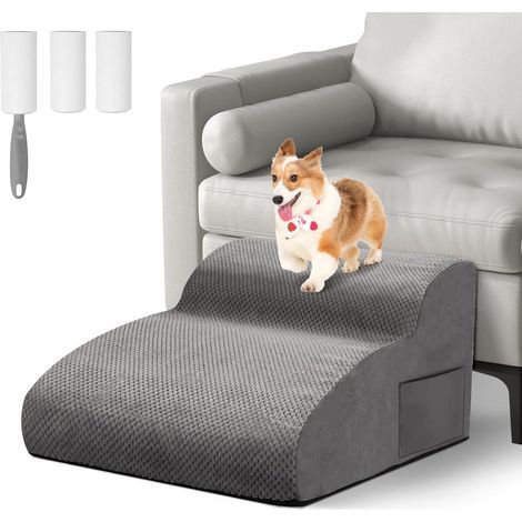 Dog Staircase, 2 Steps, 30D Sponge, Non-Slip, Washable Cover for Sofa Bed (1/5)