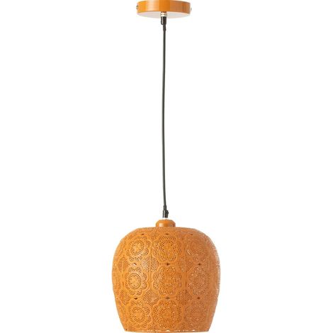 Lampe suspension design métal orange ambiance chaleureuse - Orange ajouré métal élégant (1/3)