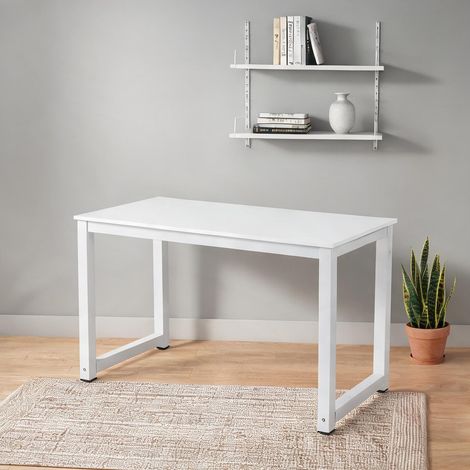 Bureau d'ordinateur blanc en MDF et métal 120 x 60 x 74 cm (1/5)