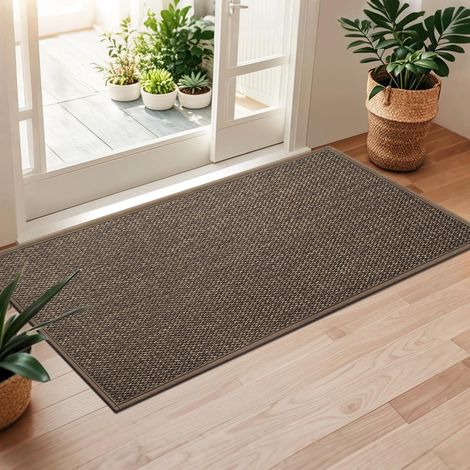 Tapis d'entrée intérieur antidérapant, tapis de porte pour entrée, couloir, cuisine, marron, 60 x 120 cm (1/5)