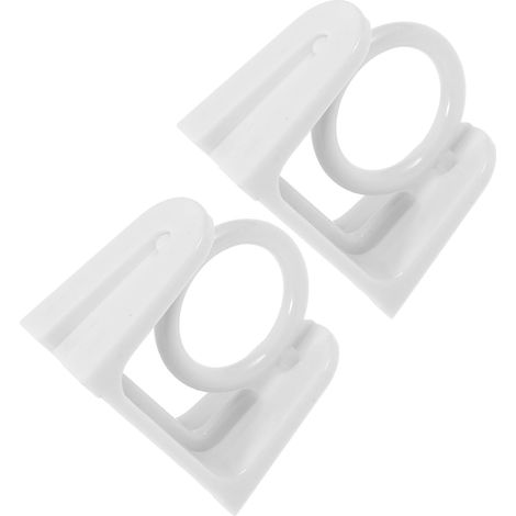 Supports de barre de douche pour salle de bain, lot de 2, en ABS blanc, sans perçage, pour fixation murale. (1/5)