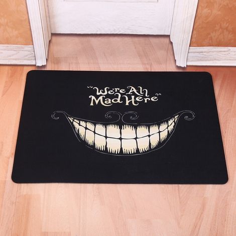 Tapis de sol antidérapant en caoutchouc, paillasson rigolo "We're All Mad Here", intérieur extérieur, tapis d'entrée décoratif 4 (1/5)
