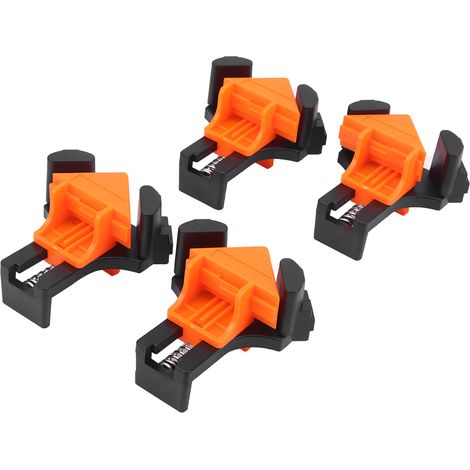 Lot de 4 pinces de fixation multifonctionnelles à angle droit (90°) pour le travail du bois, les cadres et les meubles. (1/5)