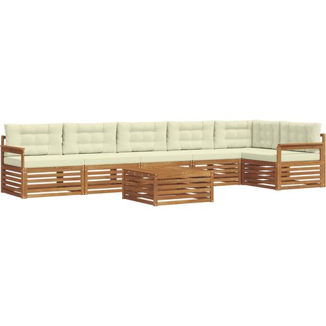 Outdoor Sofa Set with Cushion 7 pcs Natural and Cream vidaXL (1/5)