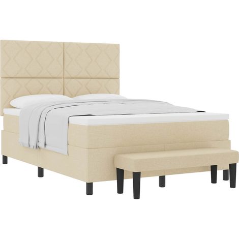 Maison Exclusive - Letto a molle con testiera Crema 140 x 190 cm Tessuto (1/5)