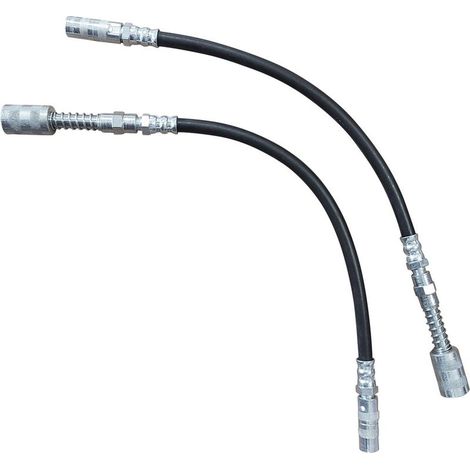 Lot de 2 prolongateurs flexibles de graissage 300 mm – Connexion mâle 1/8 BSP – Embout 4 mors pour graisseur – Accessoire entretien outils motorisés