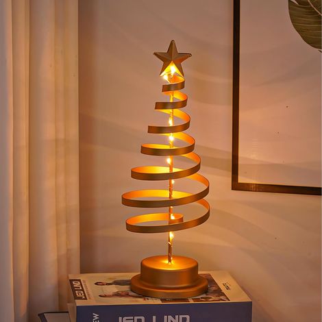 Lampe de sapin de Noël, lampe de sapin en fer forgé, veilleuse à piles, idéale pour la décoration de la maison pendant les fêtes. (1/5)