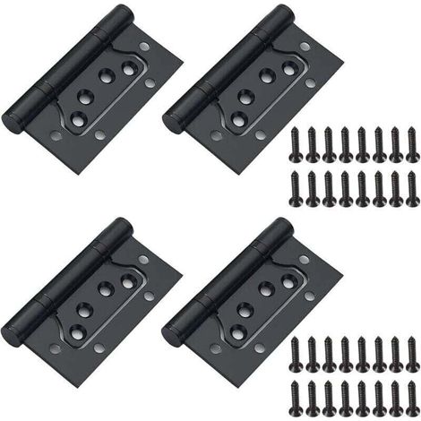 Lot de 4 Charnières Pliantes Noires Acier Inoxydable 100x50 mm Porte Bois Armoire (1/4)