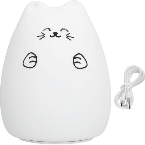 LED en forme de chat veilleuse tactile en silicone colorée