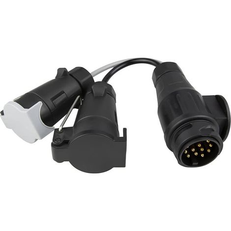 Adaptador de remolque de 13 pines a 7 pines, adaptador de conversión eléctrica de enchufe 12N + 12S para remolque, camión o caravana.