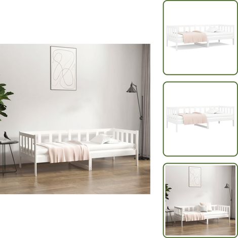 Cama para invitados - vidaXL Sofá cama sin colchón madera maciza de pino blanco 80x200 cm - Cama de pino