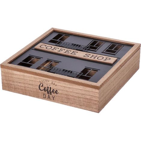 Scatola Portabustine da Te Thè in Legno MDF 24 x 24 x 6,5 cm (1/2)