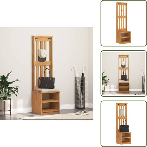 Portemanteau SANDENS 45x40x159,5 cm bois massif pin - Portemanteau - Portemanteaux - Banc De Couloir - Armoire De Couloir (1/5)