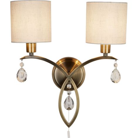Applique Contemporanea Alberto Acciaio Ottone Vetro Bianco 2 Luci E14 (1/5)