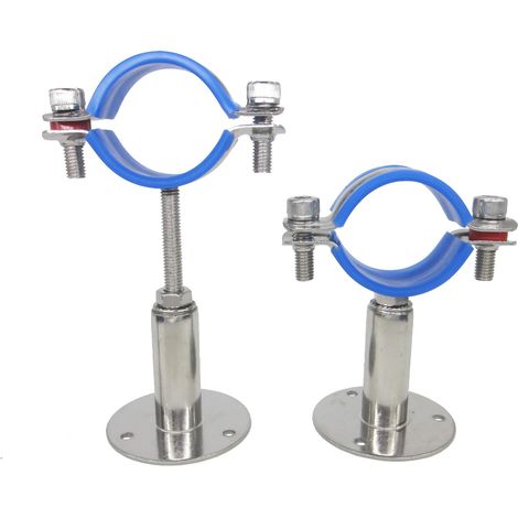 Lot de 2 supports muraux en acier inoxydable - Support de plafond - Supports de tuyau réglables - Colliers de serrage pour tuyaux de diamètre extérieur de 45 mm à 48 mm (1/4)