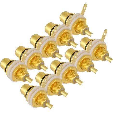 Confezione da 10 connettori audio HIFI RCA femmina placcati in oro (neri) (1/5)