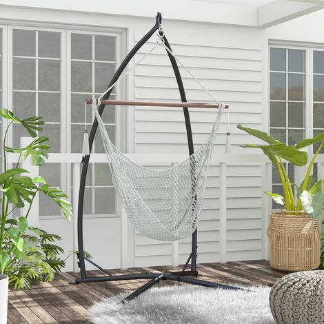 Support pour Fauteuil Suspendu - Pied Fauteuil Suspendu. hauteur 215 cm - Charge Max. recommandée 150 Kg. métal noir
