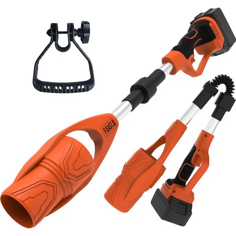 Akku-Laubbläser mit 1500-mAh-Akku und Ladegerät, 400 W, 29000 U/min, 520 CFM, 150 MPH, Laubbläser mit gebogenem Blaskopf, kontinuierliche Geschwindigkeit
