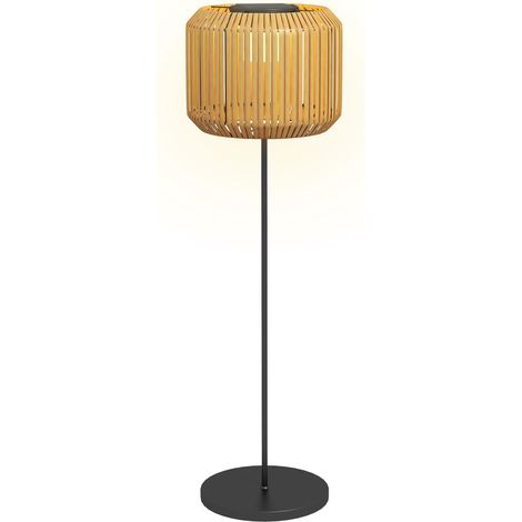 Lampe solaire en rotin pour allée, lumière blanc chaud, lampe de jardin LED étanche avec détecteur de lumière, lampadaire en acier pour jardin et pelouse.