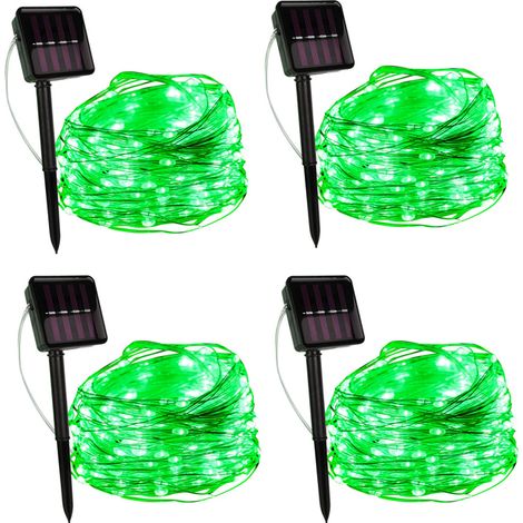 4Pcs 8 Modes Guirlande Étanche Guirlande Lumineuse 10 m 100 LED Extérieure Solaire Guirlande Solaire Lampe De Noël Pour La Décoration De Jardin-vert (1/5)