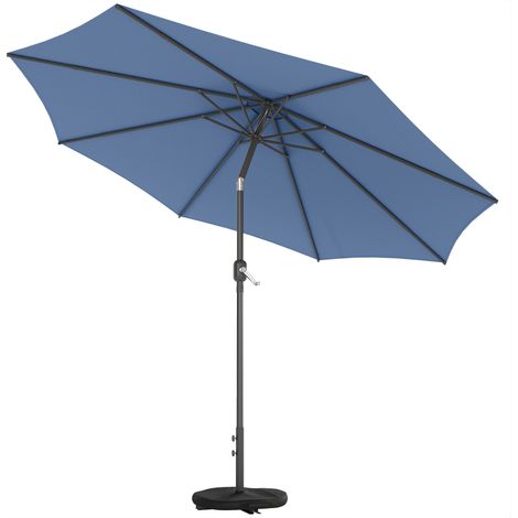 Sonnenschirm Ø 295 cm, UV 30+ Runder Balkonschirm, Strandschirm, Marktschirm für Strand, Balkon, Garten, Blau
