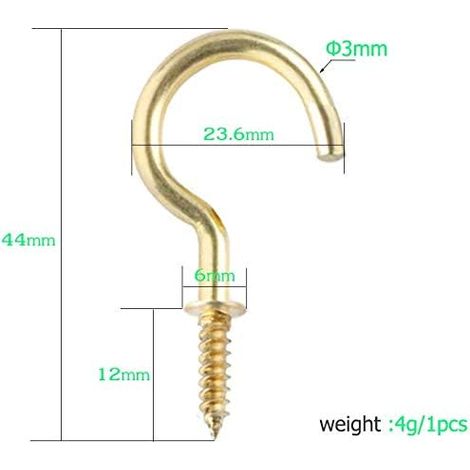 Lot de 60 œillets à vis, crochets de plafond de 45 cm pour suspendre plantes, crochets de cuisine, crochets pour tasses, intérieur et extérieur, argentés (1/4)