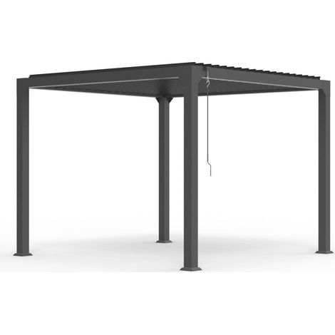 Pérgola bioclimática de jardín de 3x3 m manual de aluminio Guadalupe - Gris