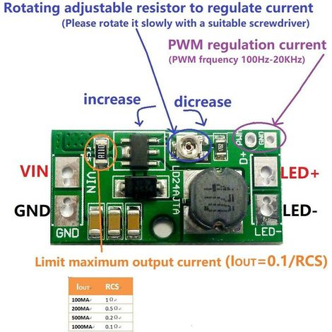 2 Pièces LD24AJTA Carte Pilote LED 20W DC6-25V Réglable Commande PWM Convertisseur Abaisseur DC-DC (1/5)