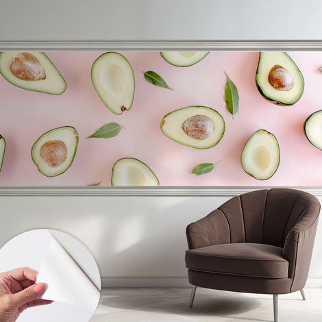 Papier peint autocollant avec imprimé décoratif pour salon et chambre à coucher Installation facile Composition d'avocats 250x104 cm (1/5)