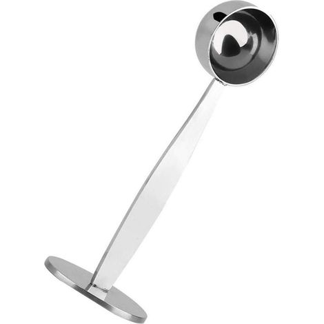 Soporte para cuchara de café 2 en 1, cuchara medidora para café espresso, sello, cuchara de café de acero inoxidable, cuchara medidora y apisonadora. (1/5)