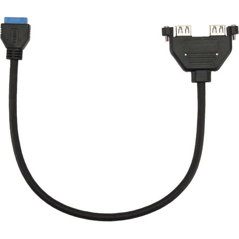 Adaptateur de câble pour carte mère PC avec connecteur PCI 19 broches vers 2 ports USB 3.0 en façade. (1/5)