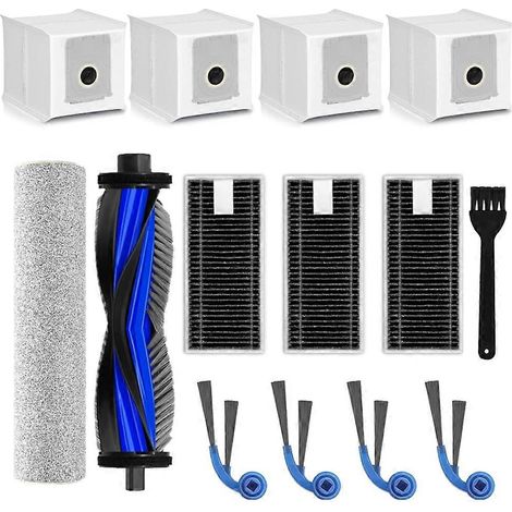 Set mit 14 Ersatzteilen für Ecovacs DEEBOT T80 Omni/T80 PRO OMNI Staubsauger: Hauptseitenbürste, HEPA-Filter, Staubbeutel und Walze.