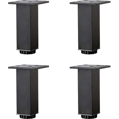 TAISHENGDA-Pieds de meubles réglables en aluminium noir mat – Hauteur 5-40 cm – Capacité 300 kg – Base antidérapante en ABS – Lot de 4 pieds – (1/5)