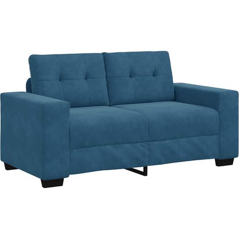 Loveseat Sofa with Cushion Blue Velvet vidaXL (1/5)