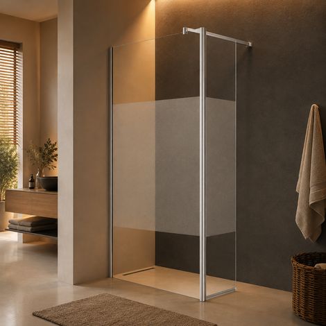 Paroi de douche Fixe 80 cm + Volet Mobile 40 cm - Sablée (1/5)