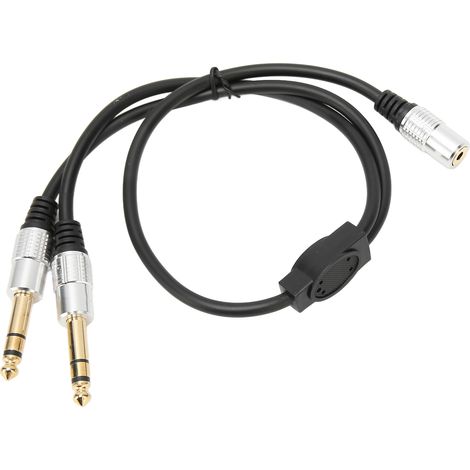 Câble répartiteur stéréo en Y double canal, prise femelle 3,5 mm vers double prise mâle 6,35 mm, pour guitare, équipement home cinéma et haut-parleurs, 50 cm (1,6 pi)