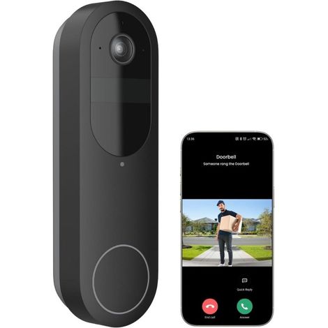 Videoportero con cámara，Timbre inteligente，Videoportero inalámbrico，Seguridad para el hogar，Timbre con aplicación，Timbre WiFi，Audio bidireccional (1/5)
