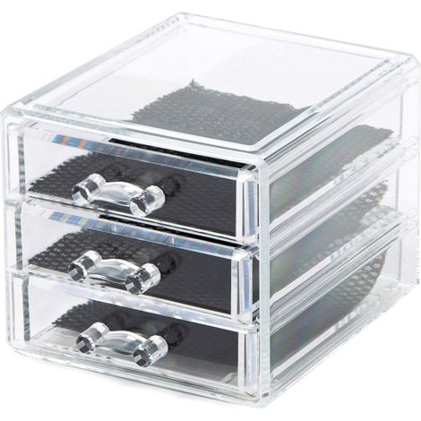 Compactor Bijoux Organizer 3 Cassetti, Small, Polistirene Trasparente, 12,3 X 15 X H,10,7 cm, RAN6045 (1/5)