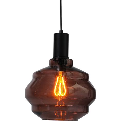 Lampe suspendue noire Porto avec Boule en verre rouge - Ø 24cm - 2710-05-05-1