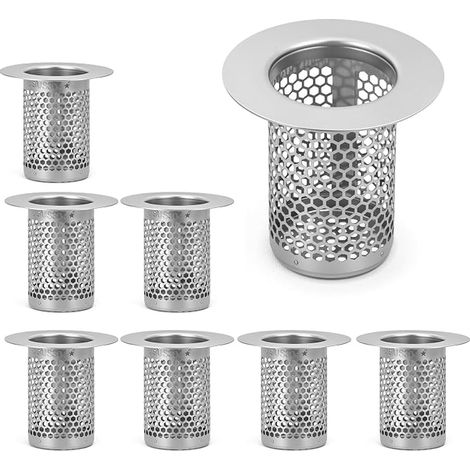 Lot Acier Inoxydable 304 Grille Evier Cuisine, Cylindre Filtre Lavabo, Anti-Bouchons pour Lavabo et Baignoire Grille Evier, Convient pour Cuisine, Salle de Bain, Balcon (Argent) (1/5)