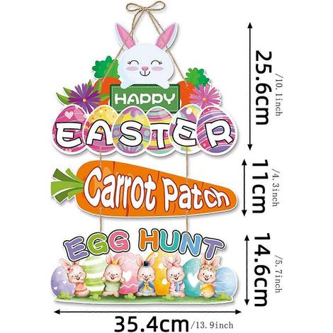 Osterdekorationen zum Aufhängen an der Tür, farbenfrohes Willkommensschild mit Osterhase und Eiern, Wanddekoration für Zuhause, für drinnen und draußen, Frühlingsdeko im Ausverkauf