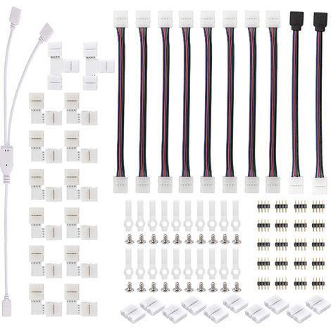 Accessoires pour ruban LED (connecteur, contrôleur, amplificateur) Kit de connecteur pour ruban LED 5050 à 4 broches (1/5)