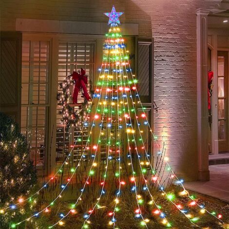 Guirlande lumineuse pour sapin de Noël avec étoile, 2 m x 9 branches, 198 LED, 8 modes d'éclairage, télécommande, étanche, USB (1/5)